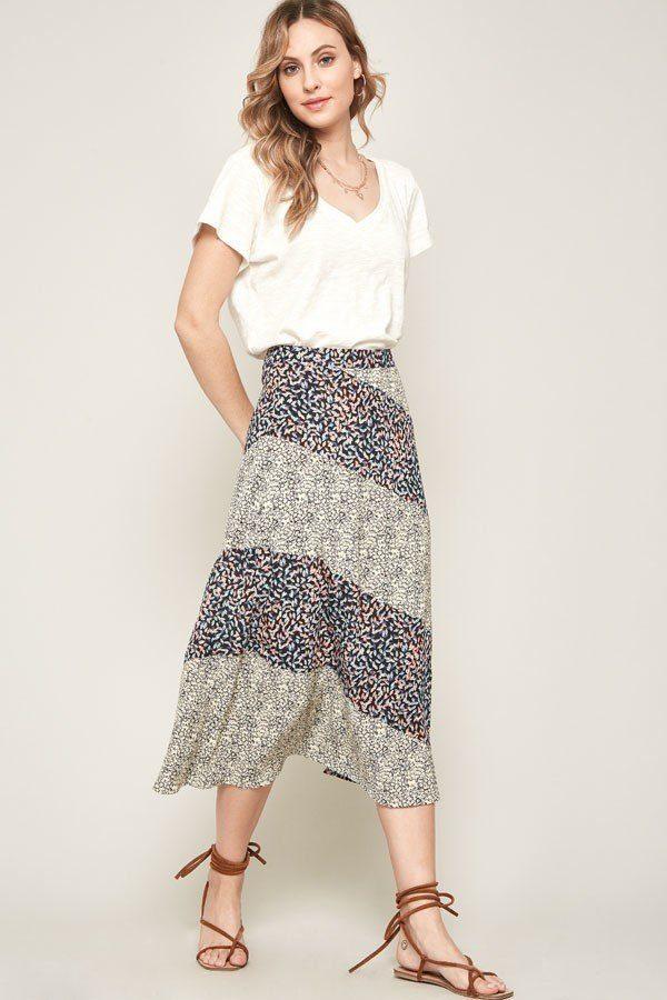 A Floral-print Woven Midi Skirt - AMIClubwear