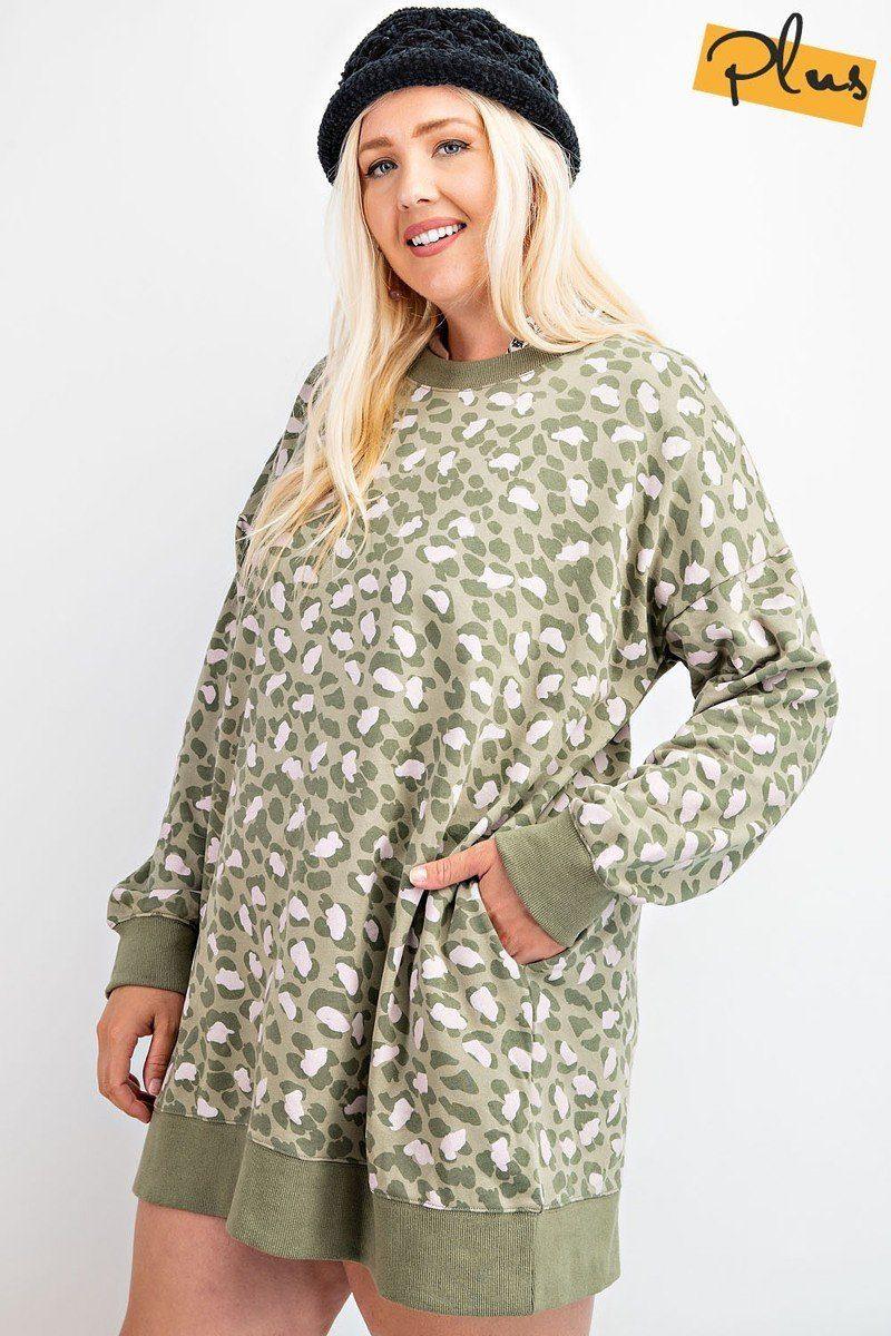 Leopard Printed Terry Knit Dress - AMIClubwear