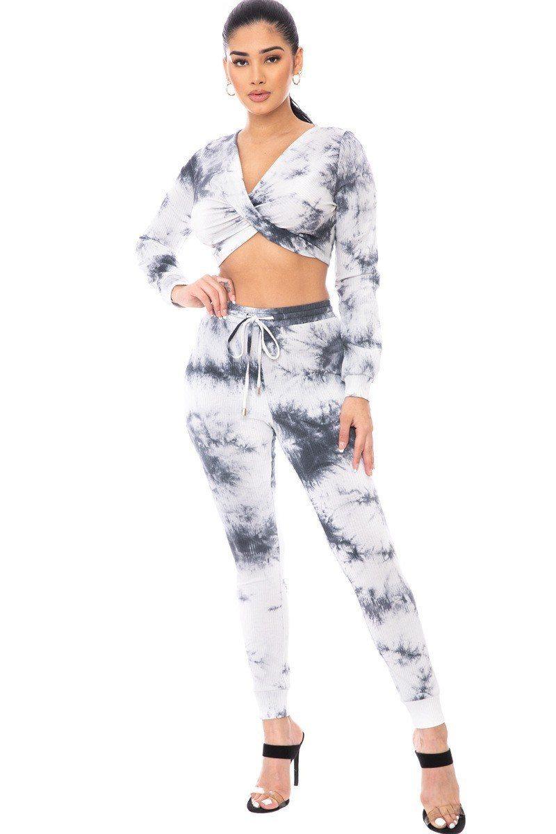 Tie Dye Ribbed Sweater Set - AMIClubwear