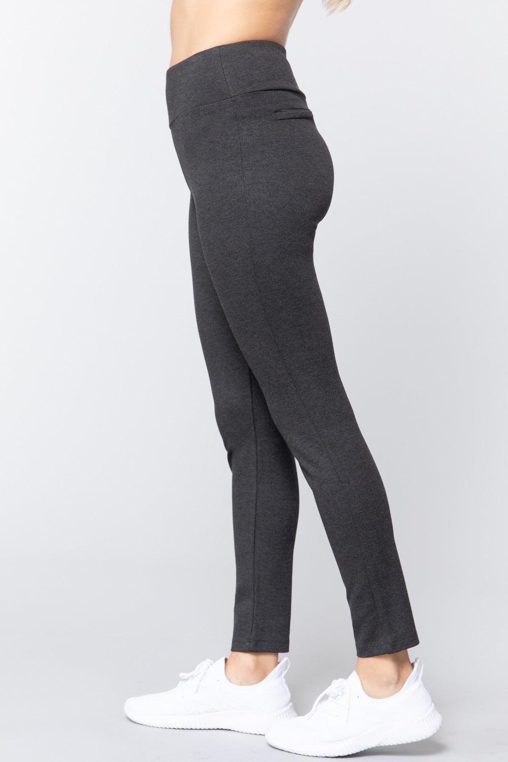 Waist Band Long Ponte Pants - AMIClubwear