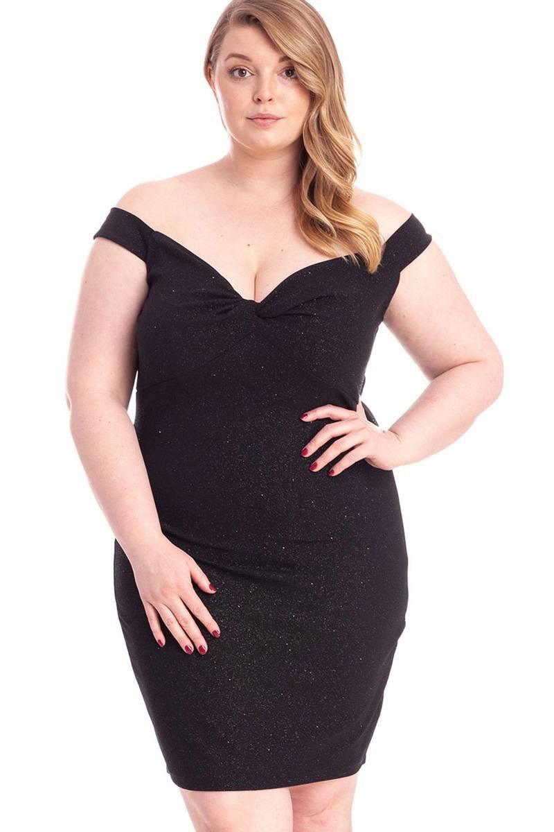 Glittered Off Shoulder Mini Dress - AMIClubwear