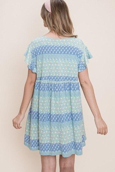 Cute And Flirty Floral Printed Babydoll Mini Dress - AMIClubwear