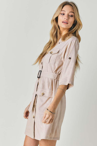 Drop Shoulder With Saist Tie Belted Dress - AMIClubwear