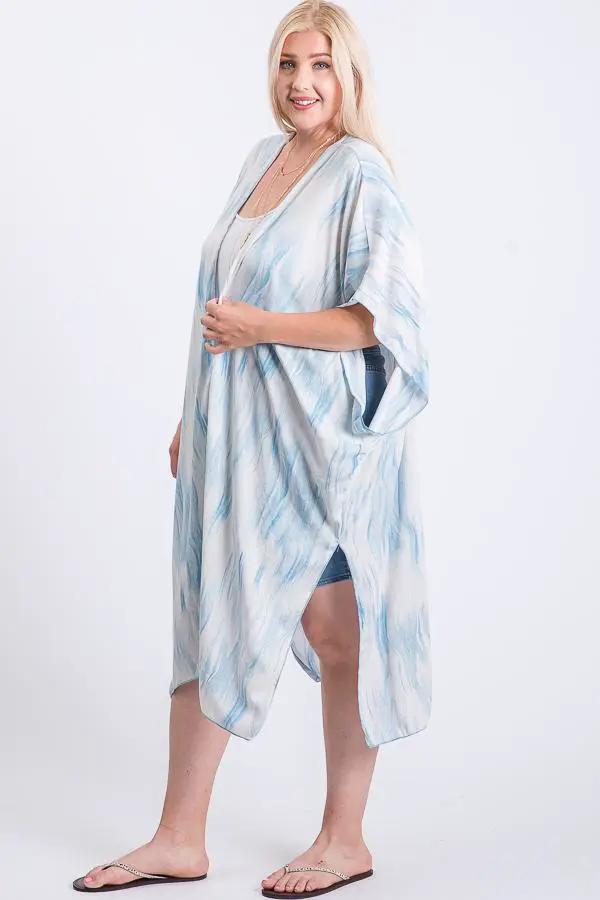 Zebra Print Short Sleeve Maxi Kimono