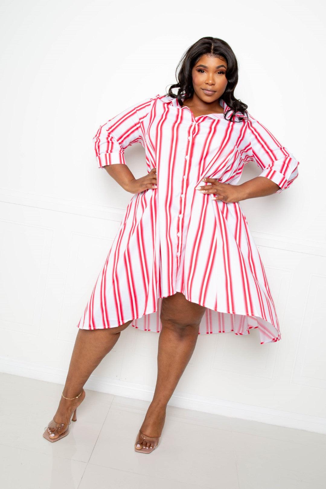 Stripe Shirt Dress - AMIClubwear