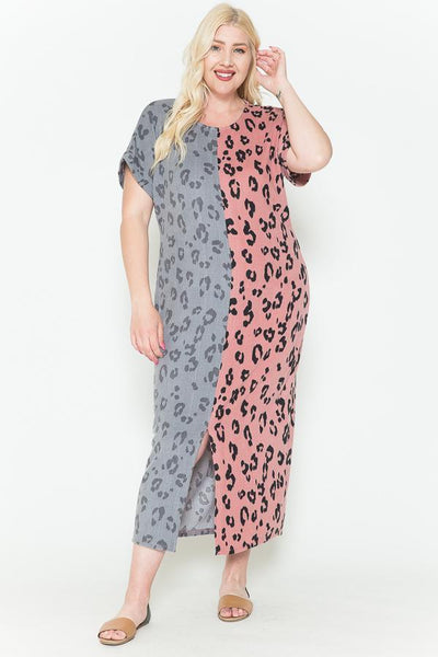 Front Slit Dolman Leopard Print Maxi Dress - AMIClubwear