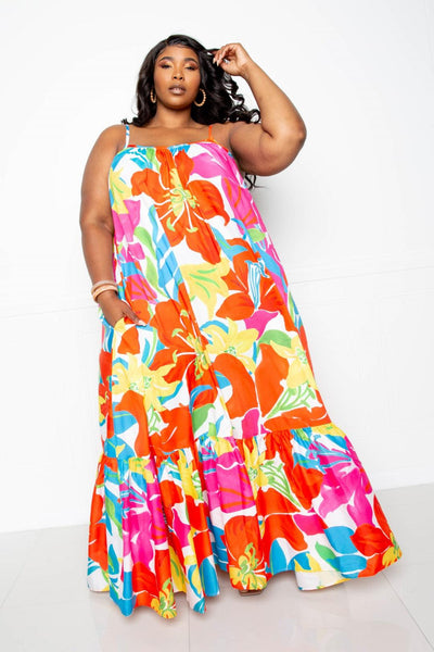 Printed Voluminous Maxi Dress - AMIClubwear