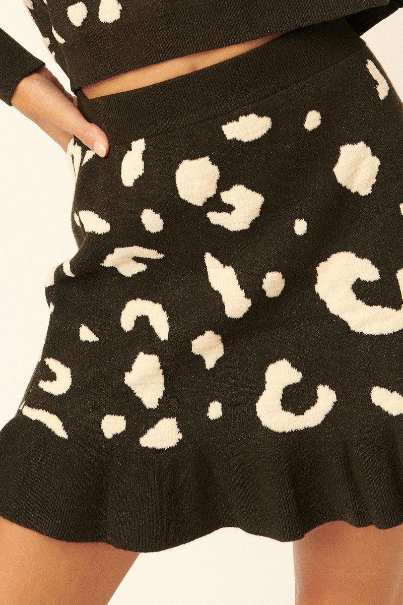 A Leopard-print Knit Mini Skirt - AMIClubwear