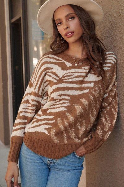 A Zebra Print Pullover Sweater - AMIClubwear