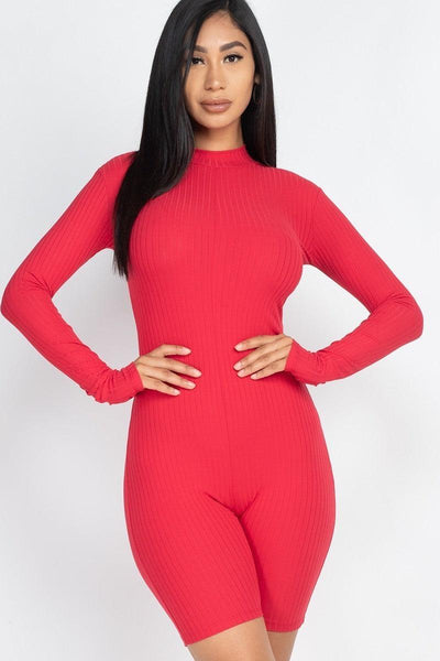 Ribbed Knit Romper - AMIClubwear