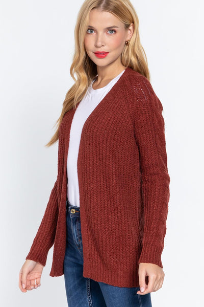 Long Slv Open Front Sweater Cardigan - AMIClubwear