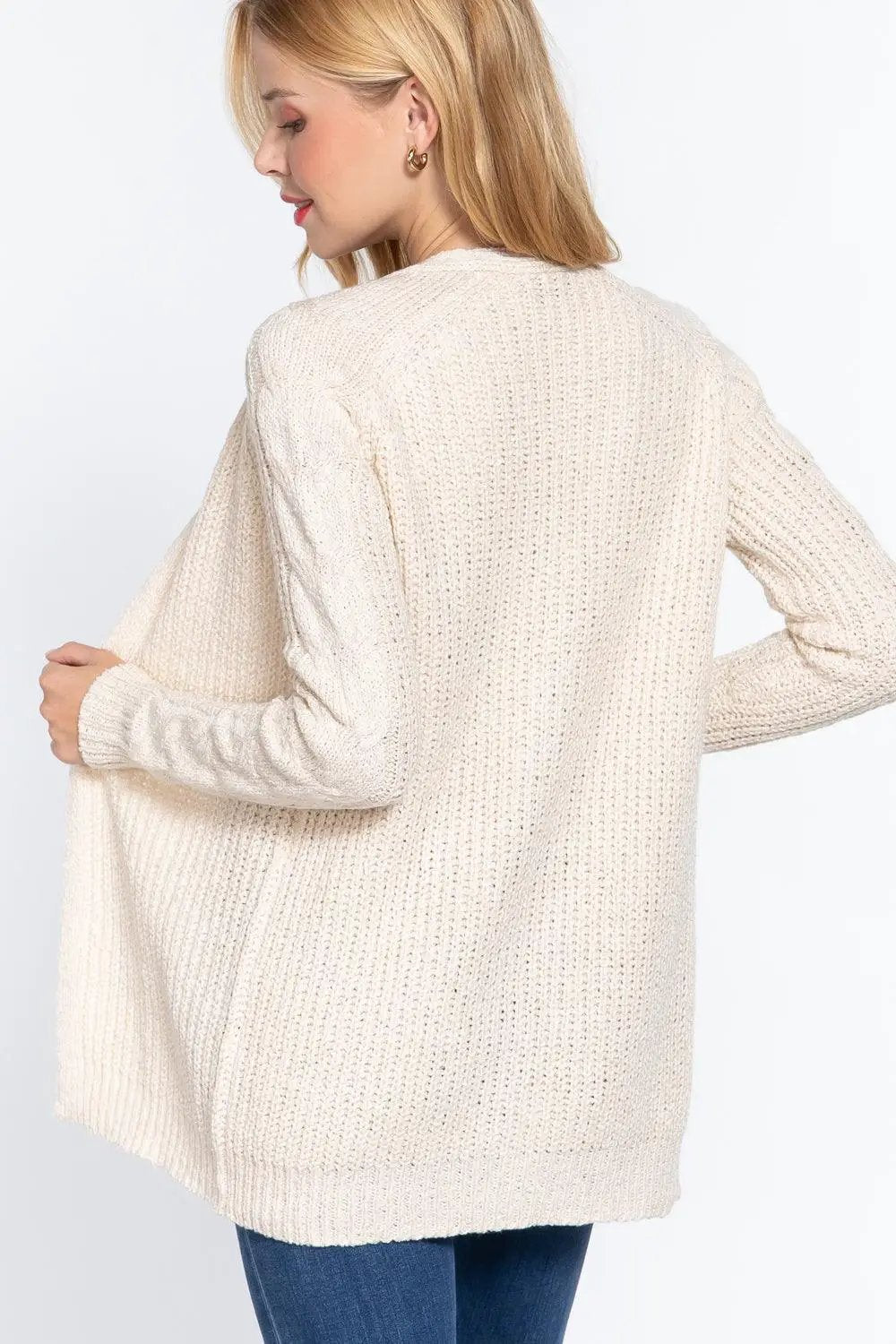 Long Slv Open Front Sweater Cardigan