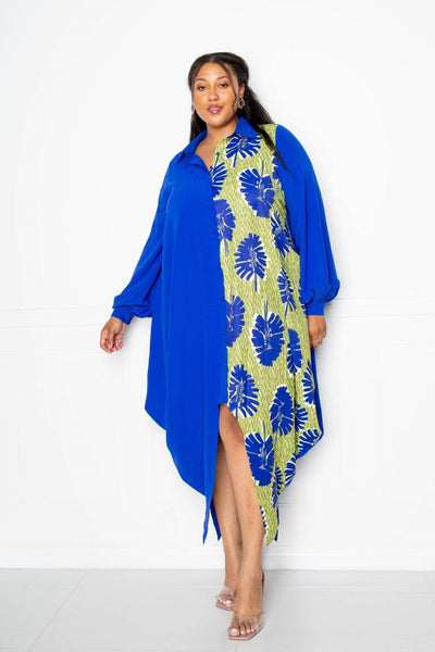 Print Drapy Shirt Maxi Dress - AMIClubwear