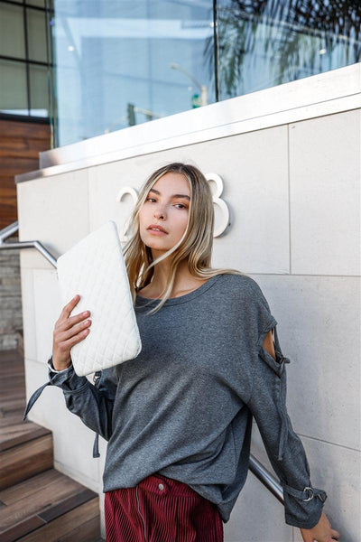 Long Sleeve Cut-out Sweater - AMIClubwear