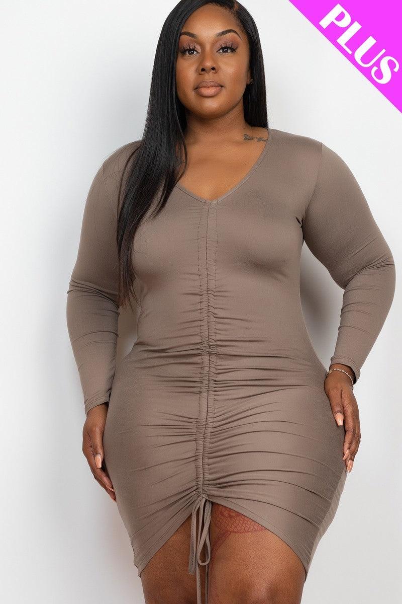 Plus Size Drawstring Ruched Front - AMIClubwear