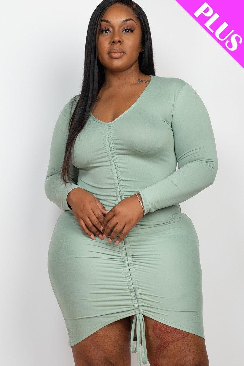 Plus Size Drawstring Ruched Front - AMIClubwear