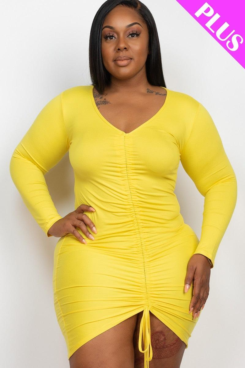 Plus Size Drawstring Ruched Front - AMIClubwear