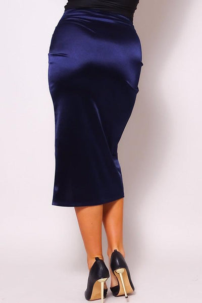 Sexy Gathered Front Crossover Midi Skirt - AMIClubwear
