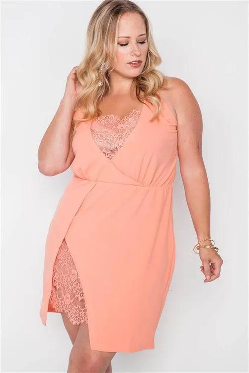 Plus Size Lace Detail Bodycon Mini Dress
