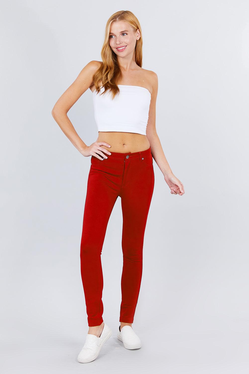 5-pockets Shape Skinny Ponte Mid-rise Pants - AMIClubwear