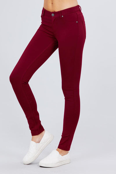 5-pockets Shape Skinny Ponte Mid-rise Pants - AMIClubwear