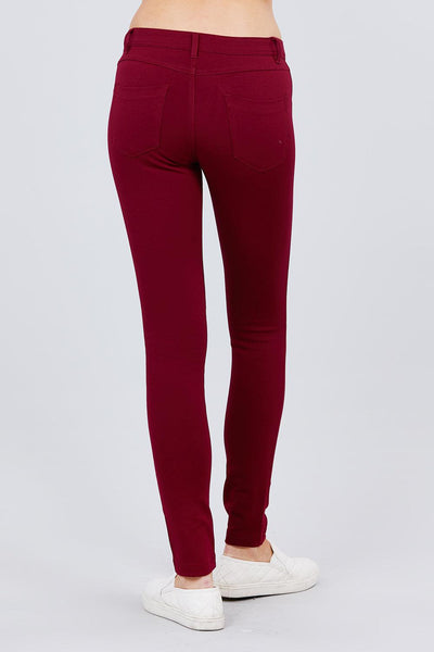 5-pockets Shape Skinny Ponte Mid-rise Pants - AMIClubwear