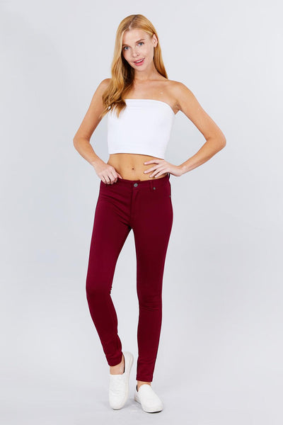 5-pockets Shape Skinny Ponte Mid-rise Pants - AMIClubwear