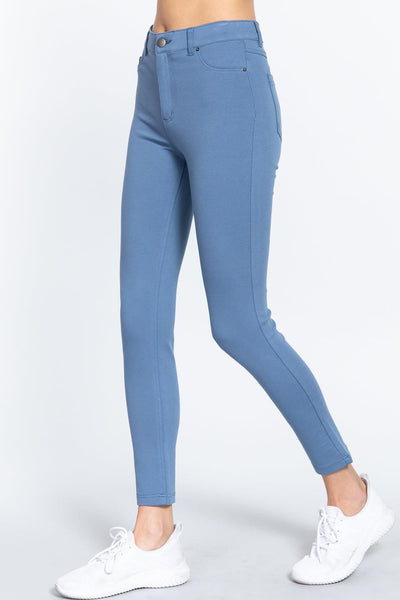 5-pockets Shape Skinny Ponte Mid-rise Pants - AMIClubwear