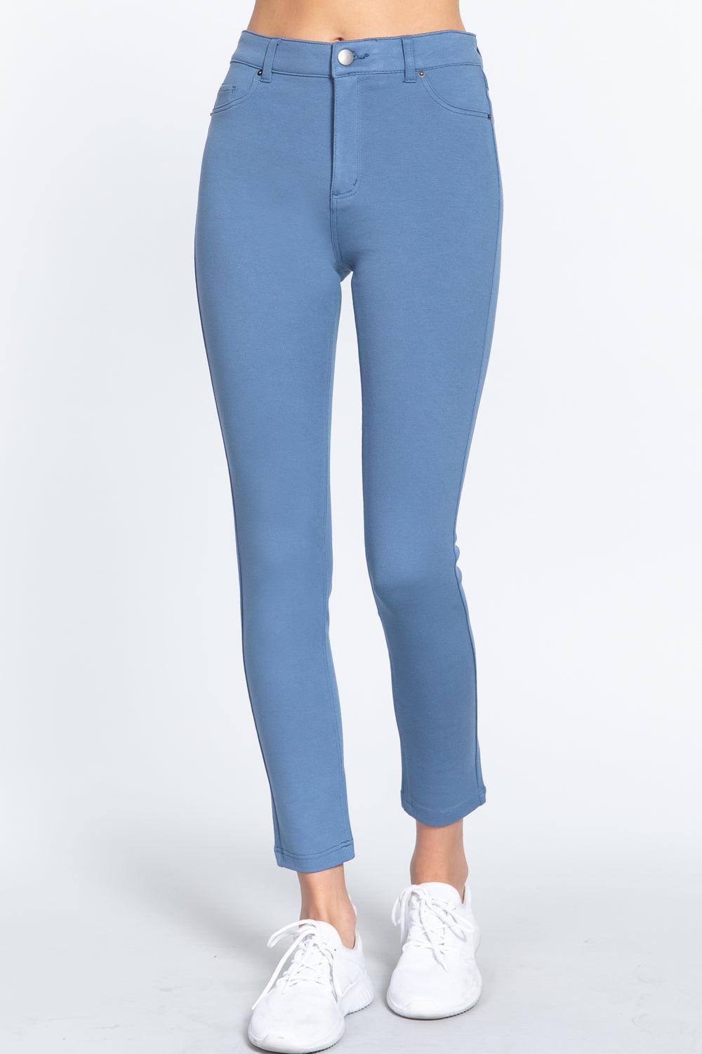 5-pockets Shape Skinny Ponte Mid-rise Pants - AMIClubwear