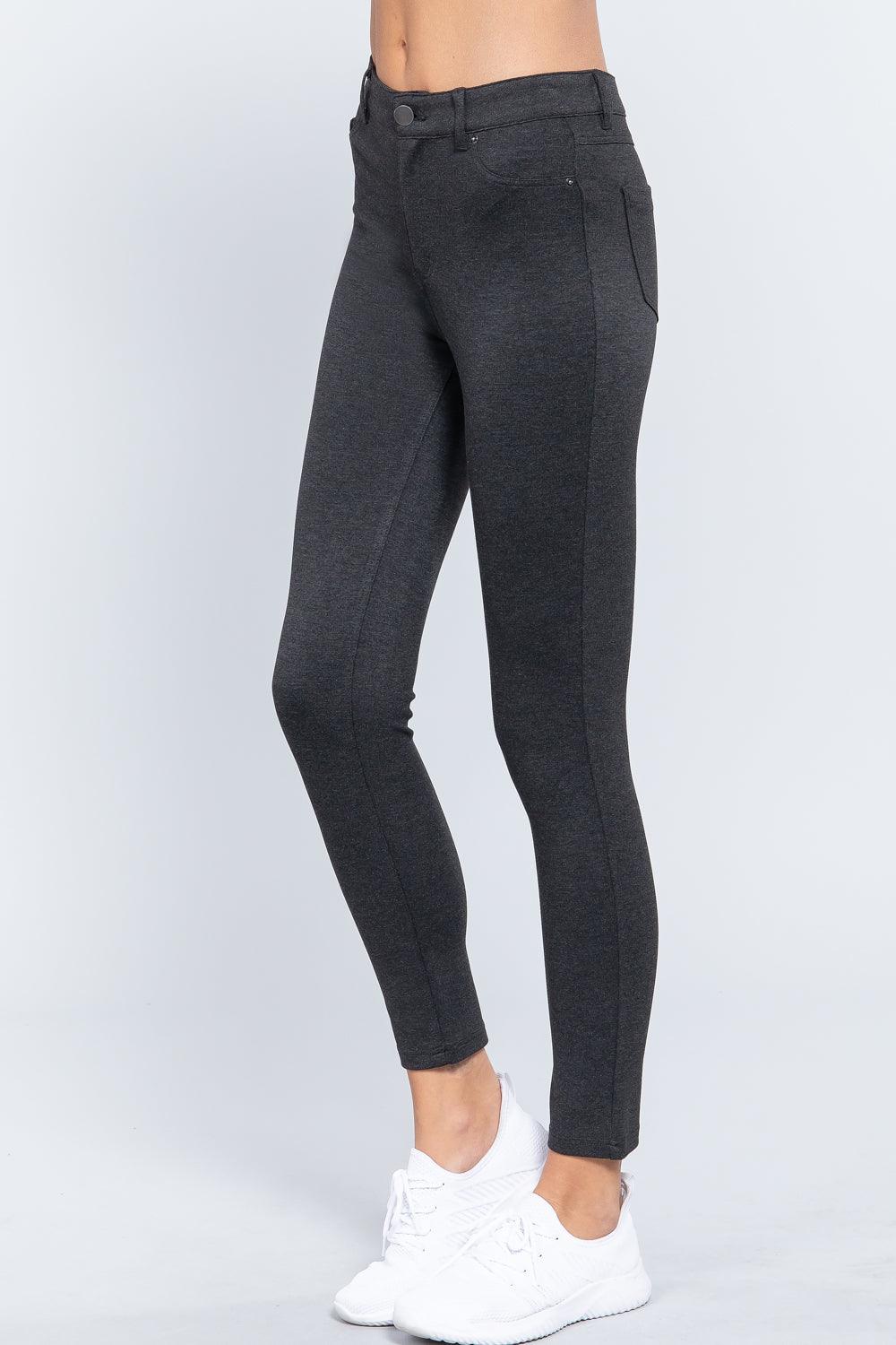 5-pockets Shape Skinny Ponte Mid-rise Pants - AMIClubwear