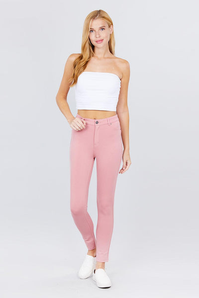 5-pockets Shape Skinny Ponte Mid-rise Pants - AMIClubwear