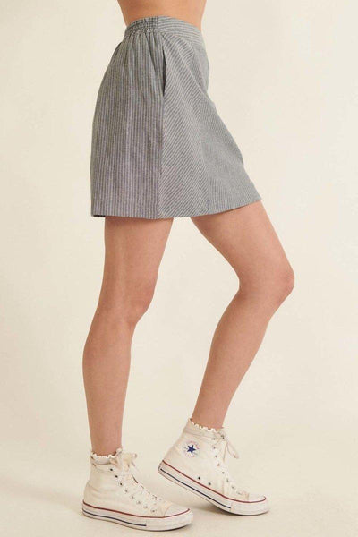 Banded Front Waist Pinstripe Mini Skirt - AMIClubwear