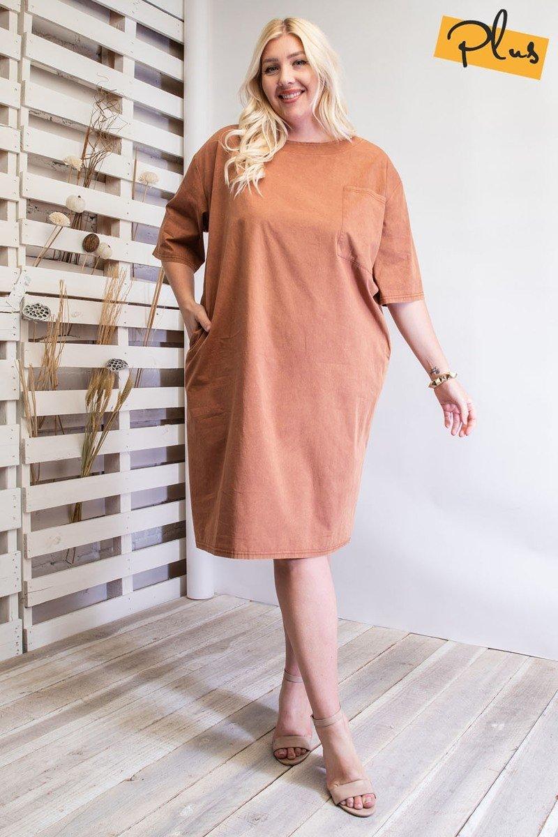 Mineral Washed Loose Fit Dress - AMIClubwear