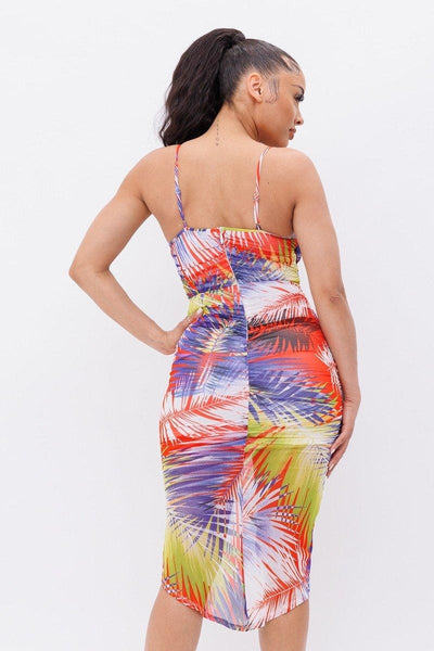 Printed Mesh Dress - AMIClubwear