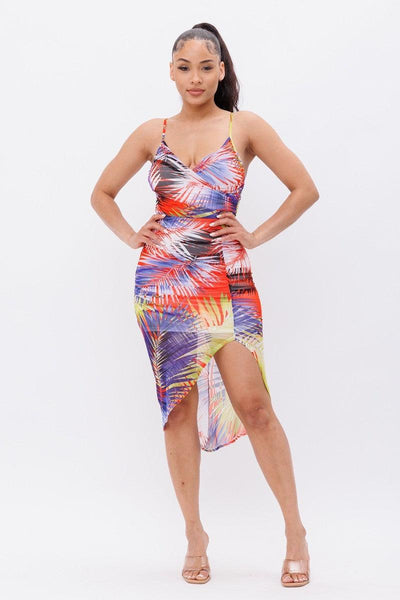 Printed Mesh Dress - AMIClubwear