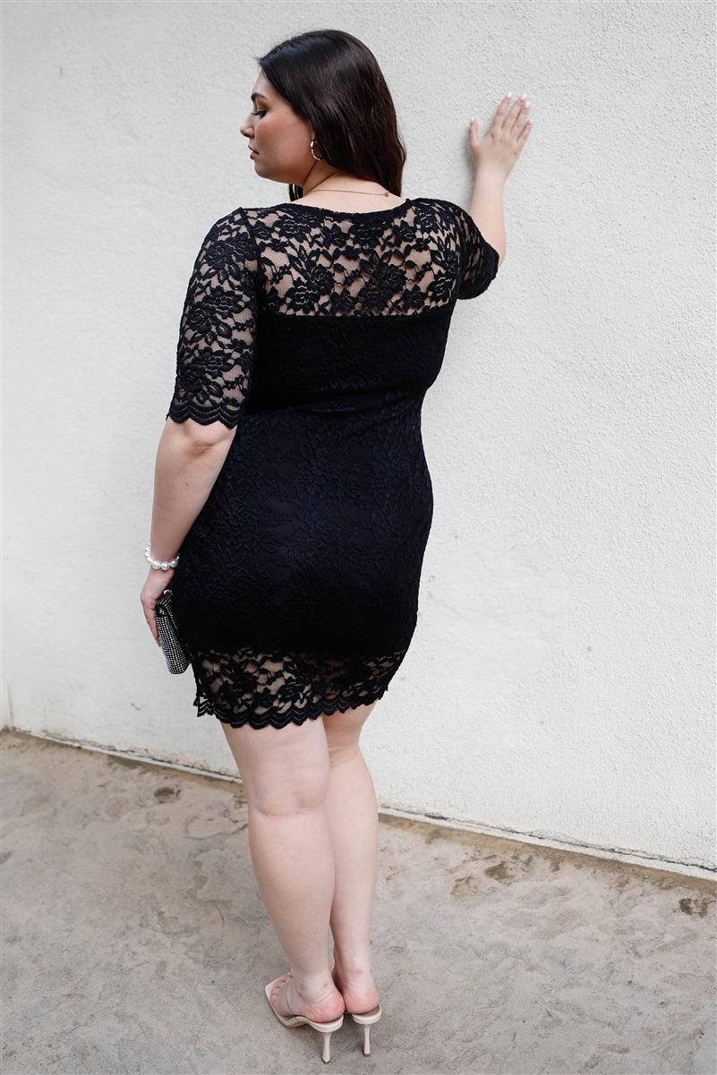 Plus Lace Mini Dress - AMIClubwear