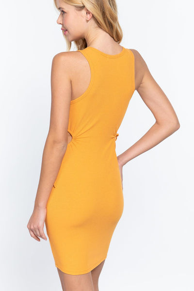 Sleeveless Round Neck Side Cut Out Detail Mini Dress - AMIClubwear