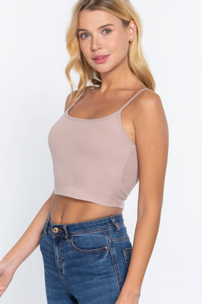 Round Neck W/removable Bra Cup Cotton Spandex Bra Top