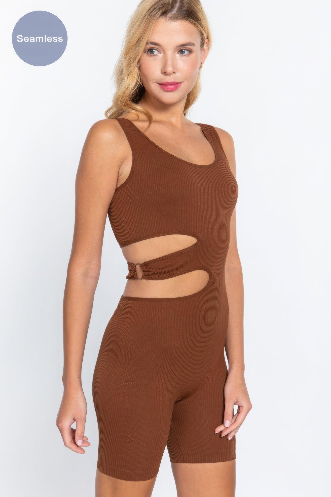 Suave Cut-out Seamless Romper - AMIClubwear