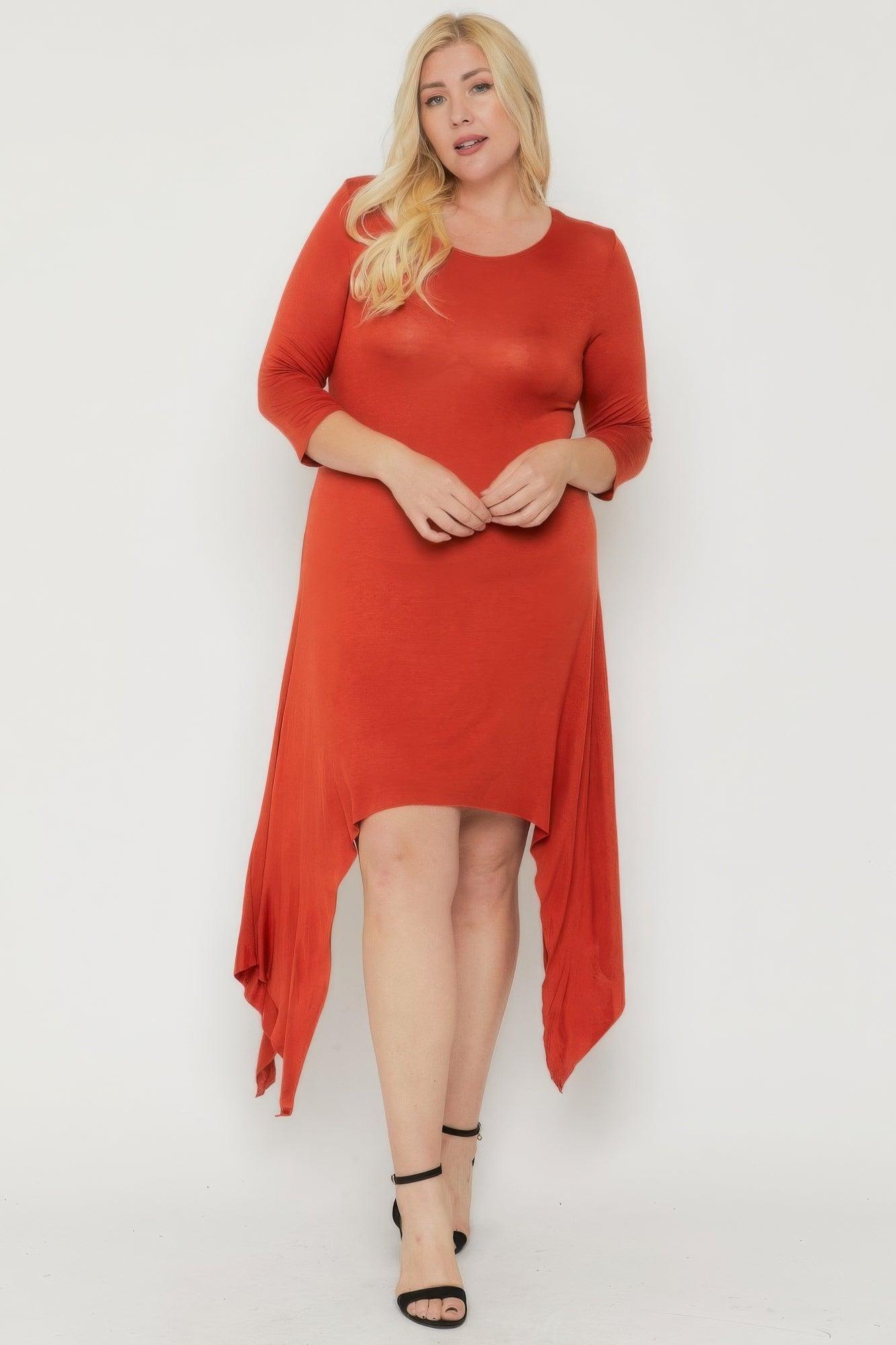 Asymmetrical Raw Edge Hem Solid Dress - AMIClubwear