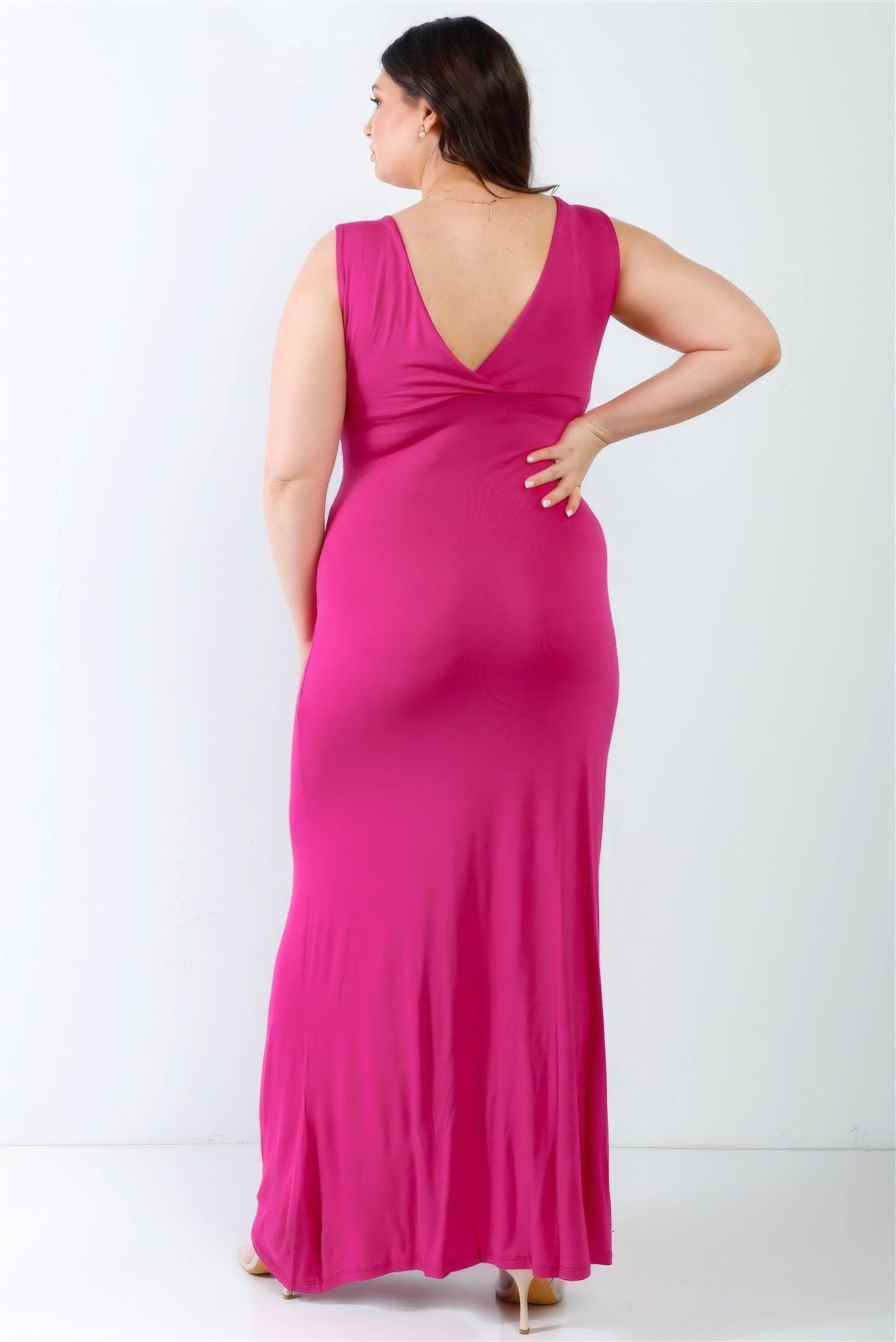 Plus V-neck Sleeveless Maxi Dress - AMIClubwear