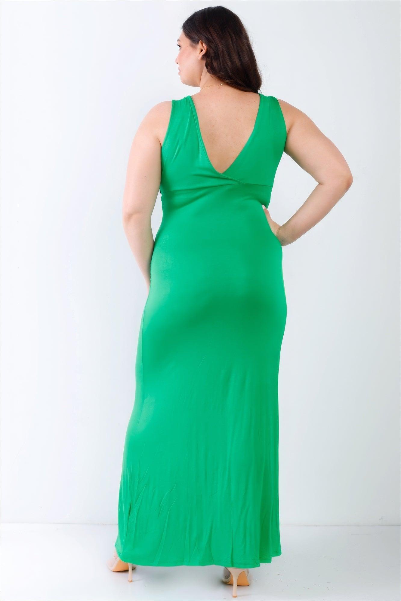 Plus V-neck Sleeveless Maxi Dress - AMIClubwear