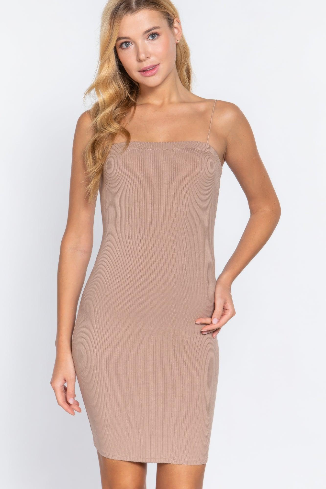 Cami Heavy Rib Mini Dress - AMIClubwear