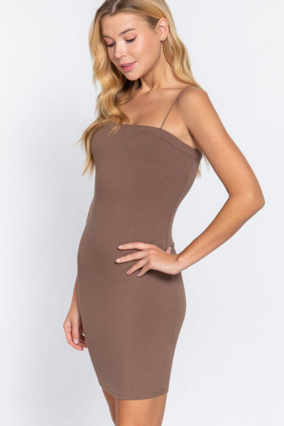 Cami Heavy Rib Mini Dress - AMIClubwear