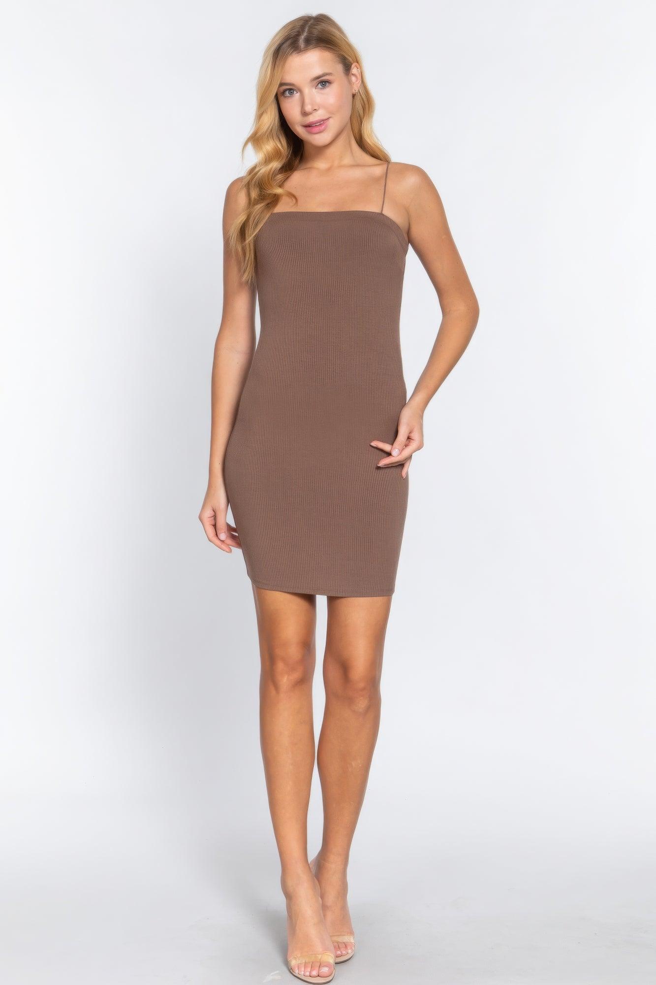 Cami Heavy Rib Mini Dress - AMIClubwear