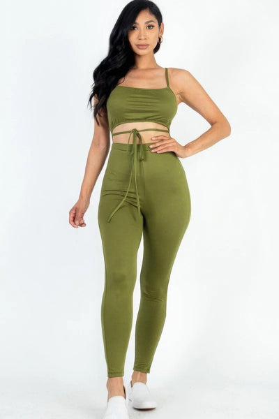 Solid Tie Front Cut Out Jumpsuit - AMIClubwear