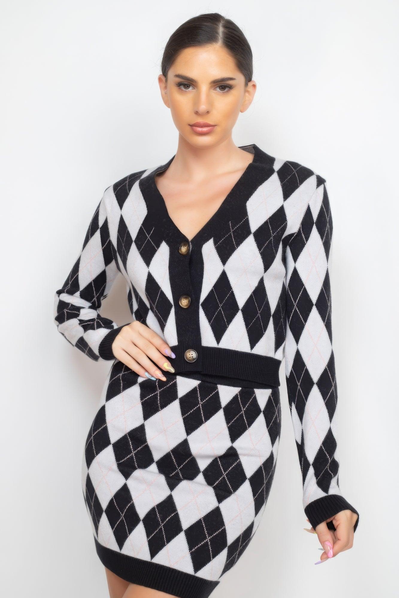 Diamond Button-front Cardigan Top - AMIClubwear