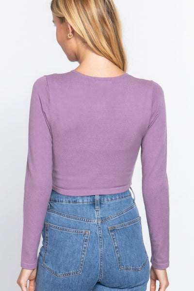 Long Slv Round Neck Viscose Sweater - AMIClubwear