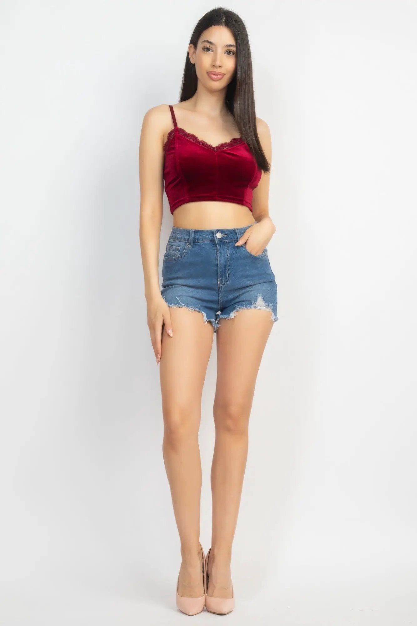 Sleeveless Corset Velvet Crop Top