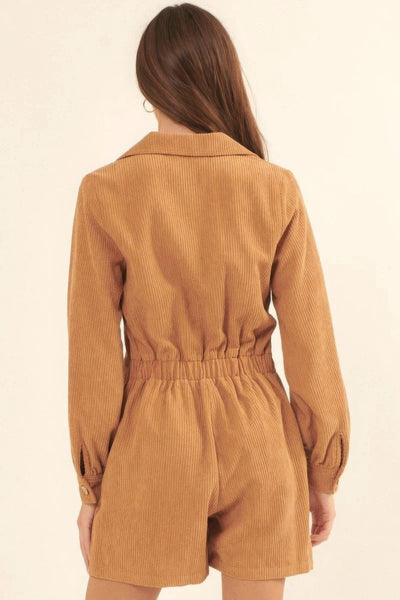 A Woven Corduroy Romper - AMIClubwear